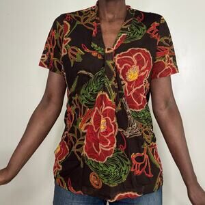 VINTAGE | Y2K Plus Size Brown Mesh Blouse Top Size XL XXL